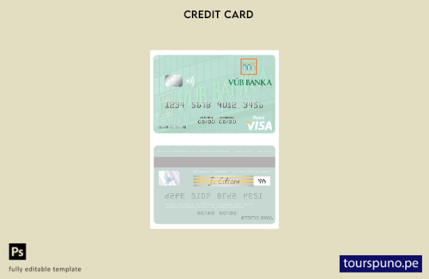 listo para imprimir plantilla de tarjeta de débito visa VÚB Banka de Eslovaquia